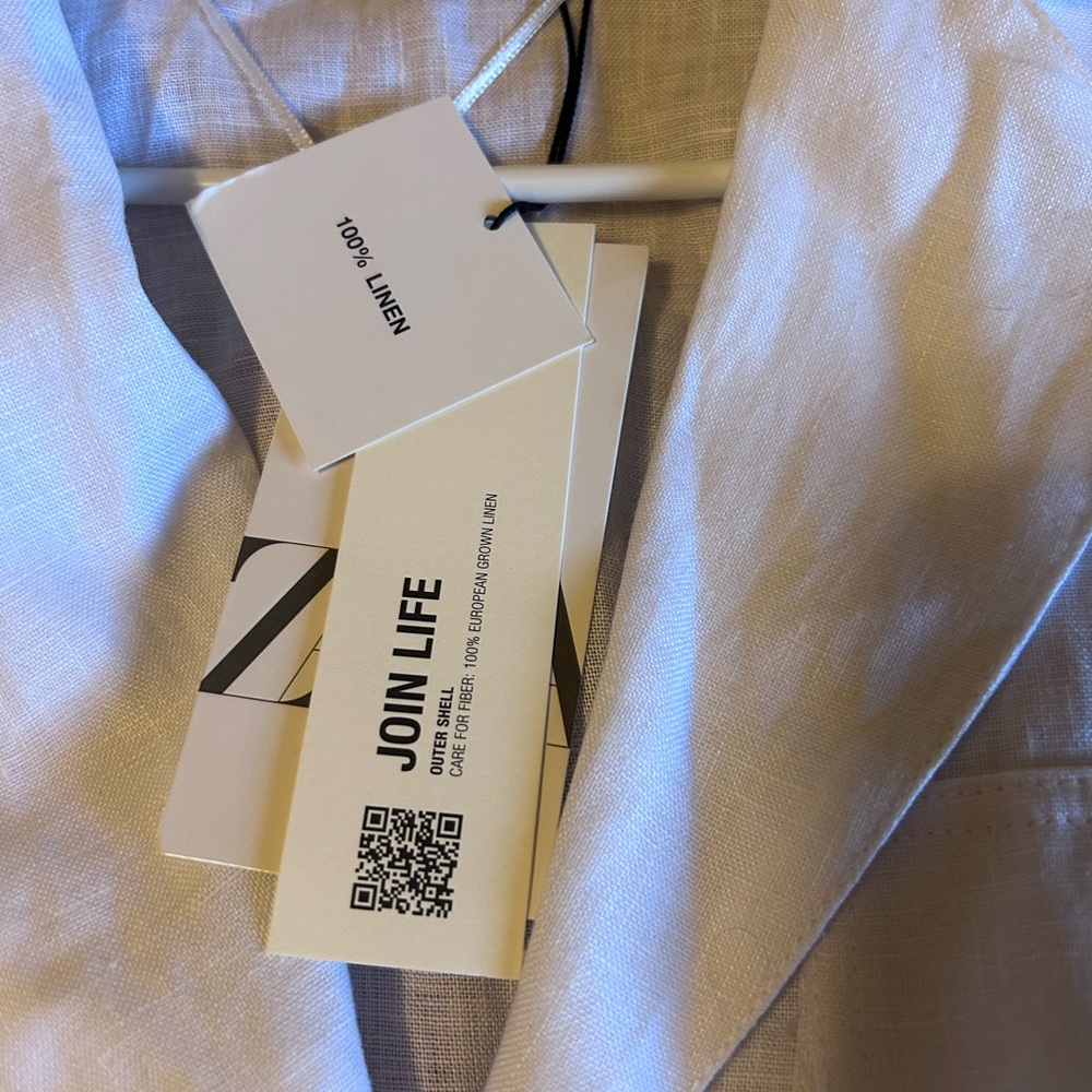 Zara White Linen Blazer Jacket - Picture 3 of 3